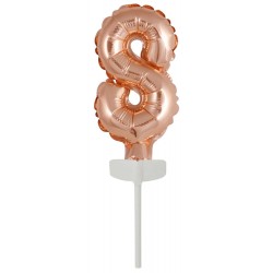 Ballon en aluminium numéro 8 en or rose pour gâteau 13 cm