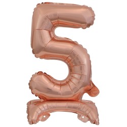 Number Rose Gold mini number 5 foil balloon with base 38 cm