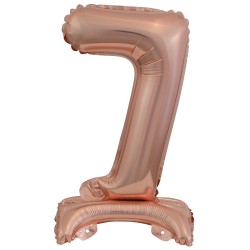 Ballon en aluminium mini numéro 7 en or rose avec base 38 cm