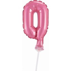 Ballon en aluminium rose numéro 0 pour gâteau 13 cm