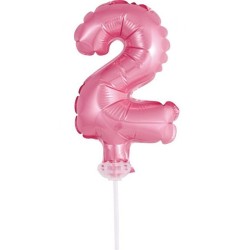 Ballon en aluminium rose numéro 2 pour gâteau 13 cm