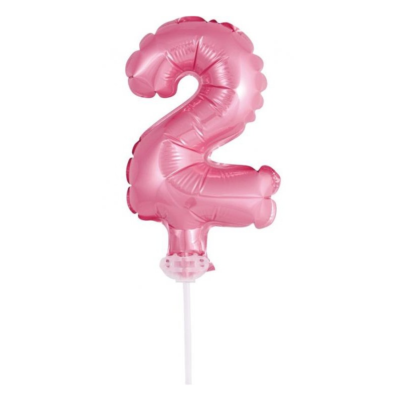 Ballon en aluminium rose numéro 2 pour gâteau 13 cm