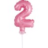 Number Pink Pink number 2 foil decorative balloon for cake 13 cm