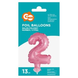 Number Pink Pink number 2 foil decorative balloon for cake 13 cm