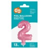 Number Pink Pink number 2 foil decorative balloon for cake 13 cm