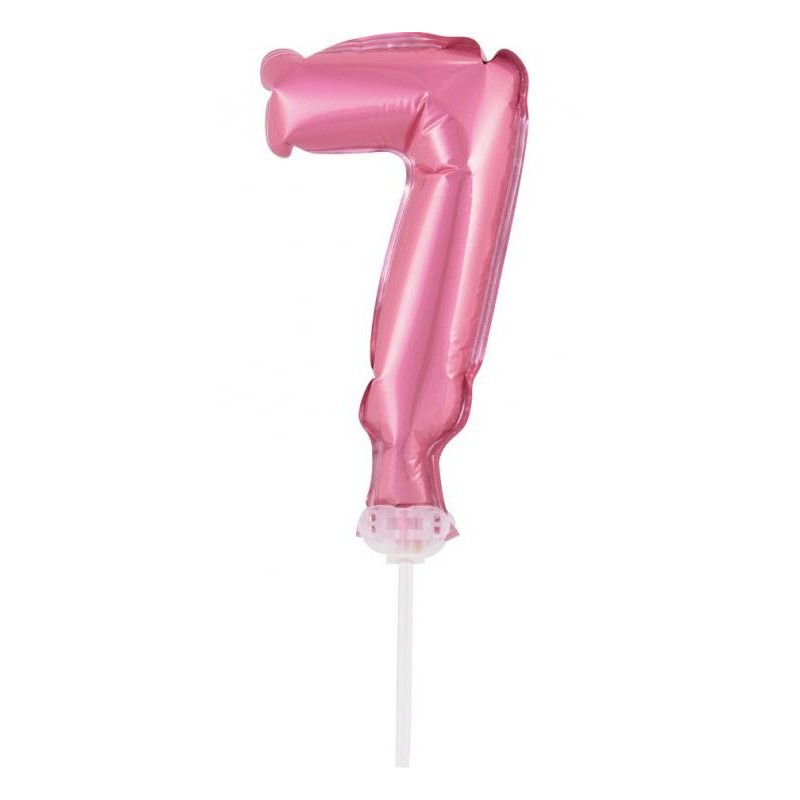 Ballon en aluminium rose numéro 7 pour gâteau 13 cm