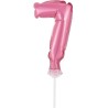 Number Pink Pink number 7 foil balloon for cake 13 cm