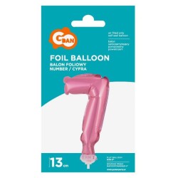 Number Pink Pink number 7 foil balloon for cake 13 cm