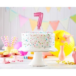 Number Pink Pink number 7 foil balloon for cake 13 cm