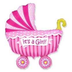 Baby Girl Stroller Pink Baby Stroller Foil Balloon 36 cm (WP)