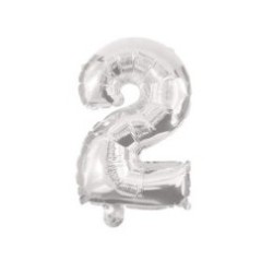 Number Silver Number 2 Foil Balloon 10 cm