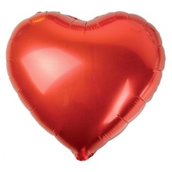 Ballon en aluminium en forme de cœur rouge satiné 36 cm