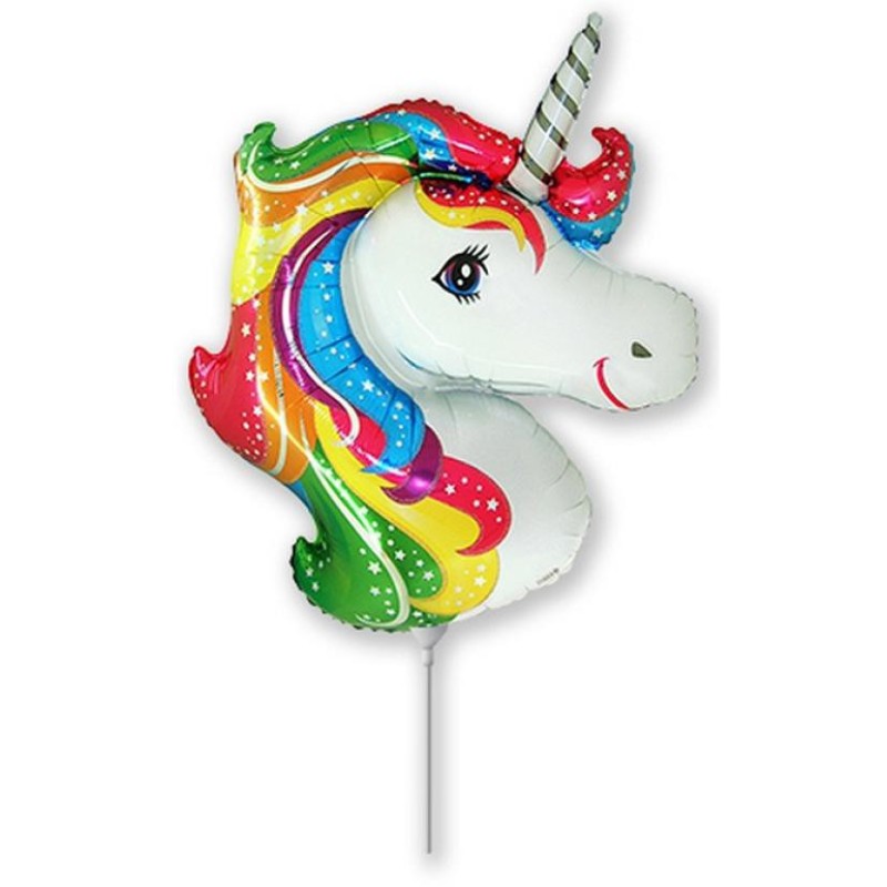 Ballon aluminium tête de licorne 36 cm (WP)