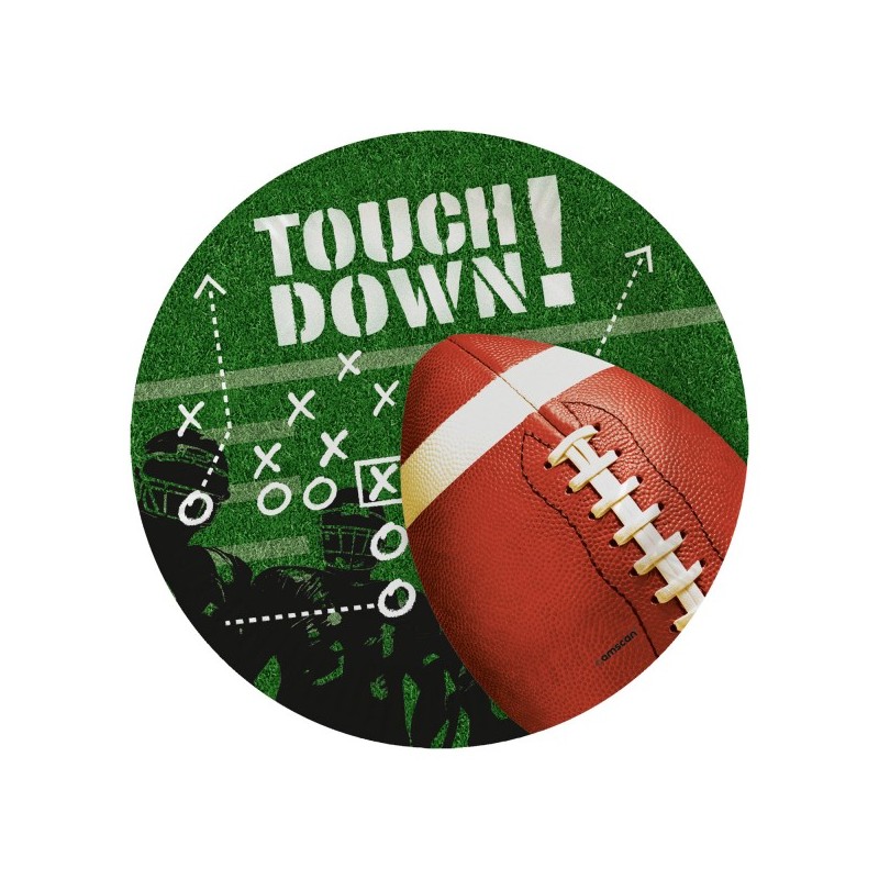 Assiettes en carton Sport Touchdown Football américain 8 pièces 23 cm