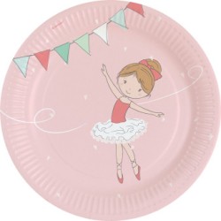 Lot de 8 assiettes en carton Balett Little Dancer Ballerina, 23 cm