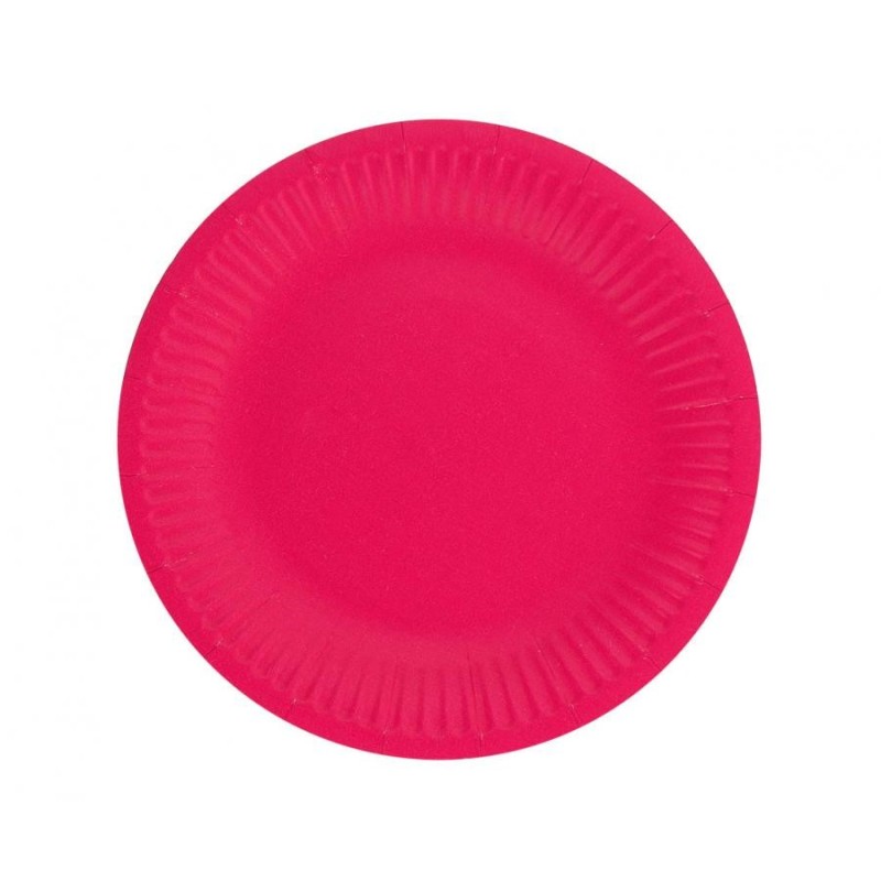 Assiettes en papier de couleur unie magenta cramoisi 6 pièces 18 cm