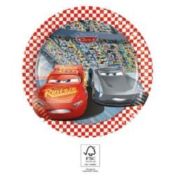 Lot de 8 assiettes en carton Disney Cars Arena Race 20 cm FSC