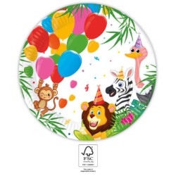 Assiettes en papier Jungle Balloons 8 pièces 23 cm FSC