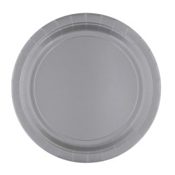 Colour Silver Silver Paper Plate 8 Pcs 23 cm