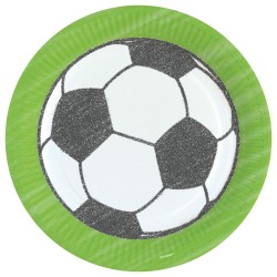 Assiettes en carton pour fête de football, 8 pièces, 23 cm