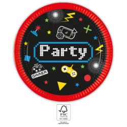 Gamer Gaming Party paper plate 8 pcs 23 cm FSC