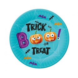 Lot de 6 assiettes en carton Halloween Boo, 18 cm