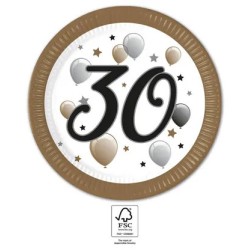 Anniversaire Milestone Joyeux anniversaire 30 assiettes en carton 8 pièces 23 cm FSC