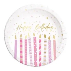 Bougies d'anniversaire Happy Birthday Assiettes en papier 8 pièces 23 cm FSC