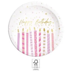 Happy Birthday Candles Happy Birthday paper plate 8 pcs 23 cm FSC