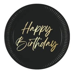 Happy Birthday Elegant Happy Birthday paper plate 8 pcs 23 cm FSC