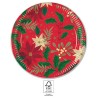 Christmas Holly Poinsettia i paper plate 8 pcs 23 cm FSC