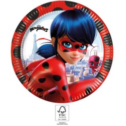 Assiettes en papier Miraculous Tales of Ladybug et Chat Noir Hero 8 pièces 23 cm FSC