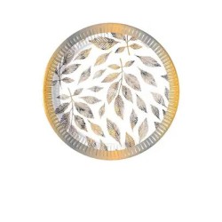 Flower Grey Branches Leaf Paper Plate 8 pcs 20 cm