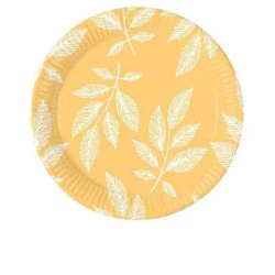 Assiettes en papier à motif de fleurs et de feuilles d'oranger, 8 pièces, 23 cm