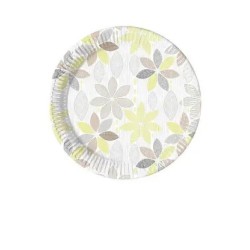 Lot de 8 assiettes en papier à motif de feuilles et de fleurs - 20 cm