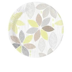 Assiettes en papier à motif de feuilles et de fleurs, 8 pièces, 23 cm