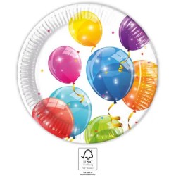 Balloon Sparkling paper plate 8 pcs 23 cm FSC