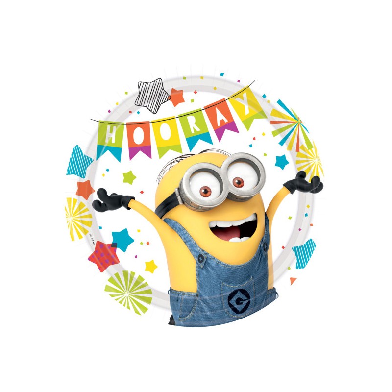 Minions Hooray paper plate 8 pcs 23 cm