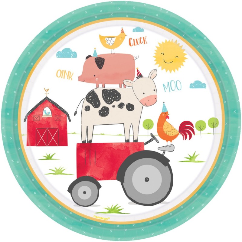 Assiette en carton Ranch Crazy Animal Farm 23 cm