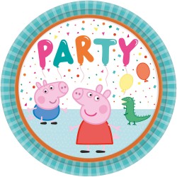 Lot de 8 assiettes en papier à confettis Peppa Pig, 23 cm