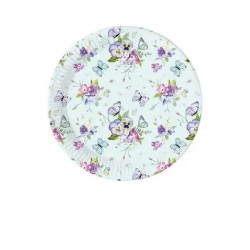 Butterfly Turquoise paper plate 8 pcs 20 cm FSC