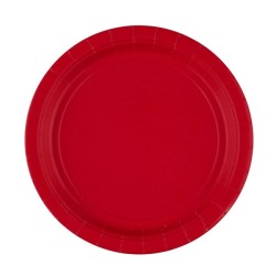 Assiette en carton rouge couleur pomme, 8 pièces, 23 cm