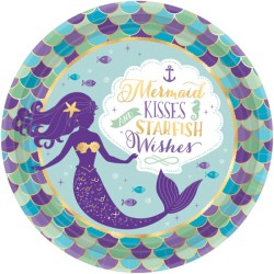 Assiettes en papier Mermaid Shellebrate 8 pièces 23 cm