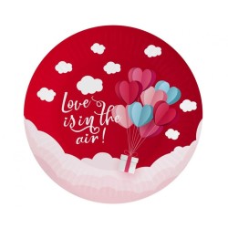 Assiettes en carton rouge Love Love Is In The Air 6 pièces 18 cm