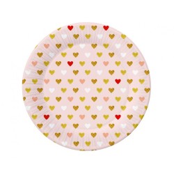 Love XOXO Pink paper plate 6 pcs 18 cm