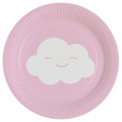 Assiettes en carton arc-en-ciel et nuage et nuage 8 pièces 18 cm