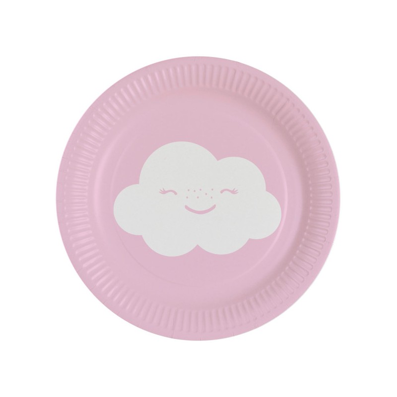 Assiettes en carton arc-en-ciel et nuage et nuage 8 pièces 18 cm