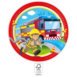 Fireman Rescue paper plate 8 pcs 23 cm FSC