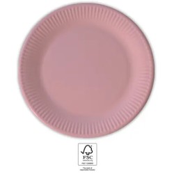 Assiettes en carton de couleur unie rose 8 pièces 23 cm FSC