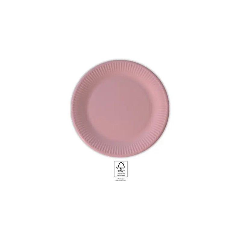 Colour Unicolour Pink Paper Plate 8 pcs 23 cm FSC